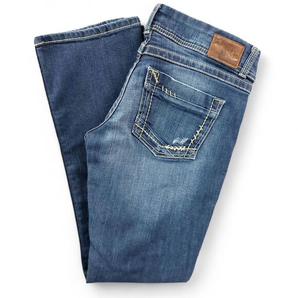 BKE Jeans Womens 29R Blue Sabrina Bootcut Stretch Denim Whiskered Faded Mid Rise - Picture 10 of 11